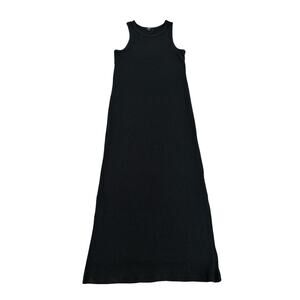 Rails Tank Midi Dress Womens M Black Ribbed Knit Side Slits Pullover Stretch